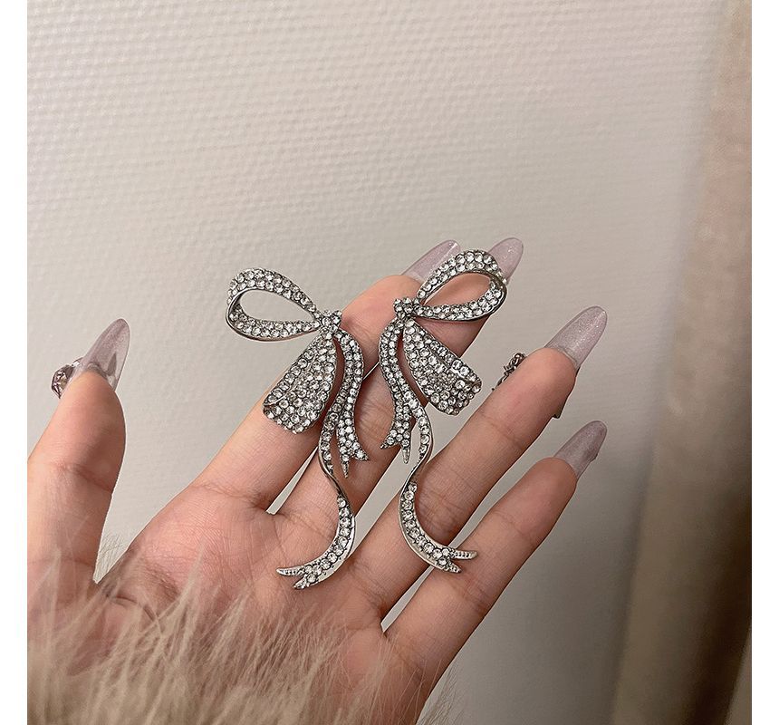 Bow Stud Earring Rhinestone