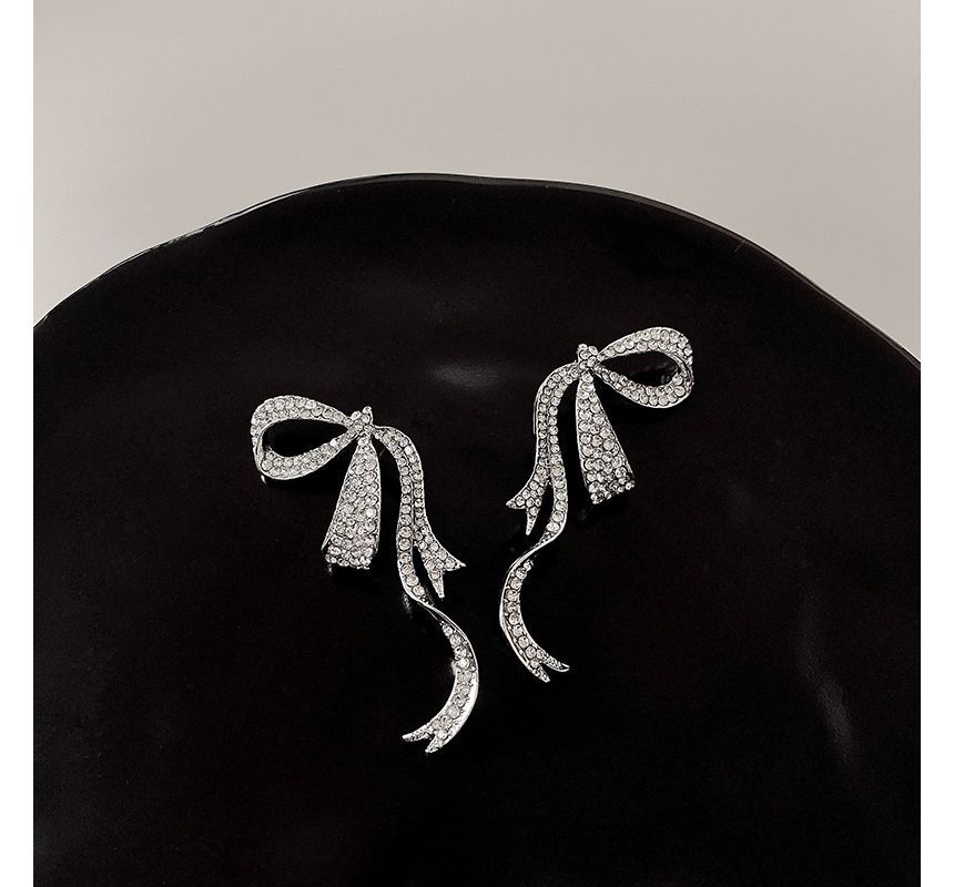 Bow Stud Earring Rhinestone
