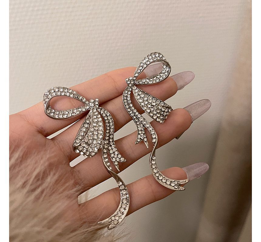 Bow Stud Earring Rhinestone