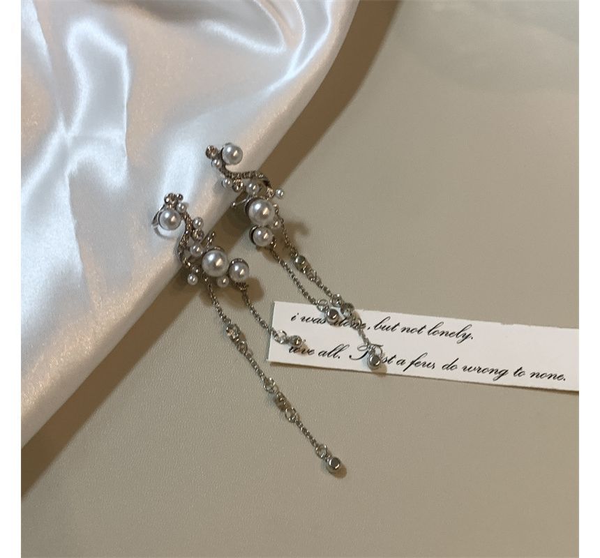 Pearl Cuff Fringe Ear Rhinestone Faux