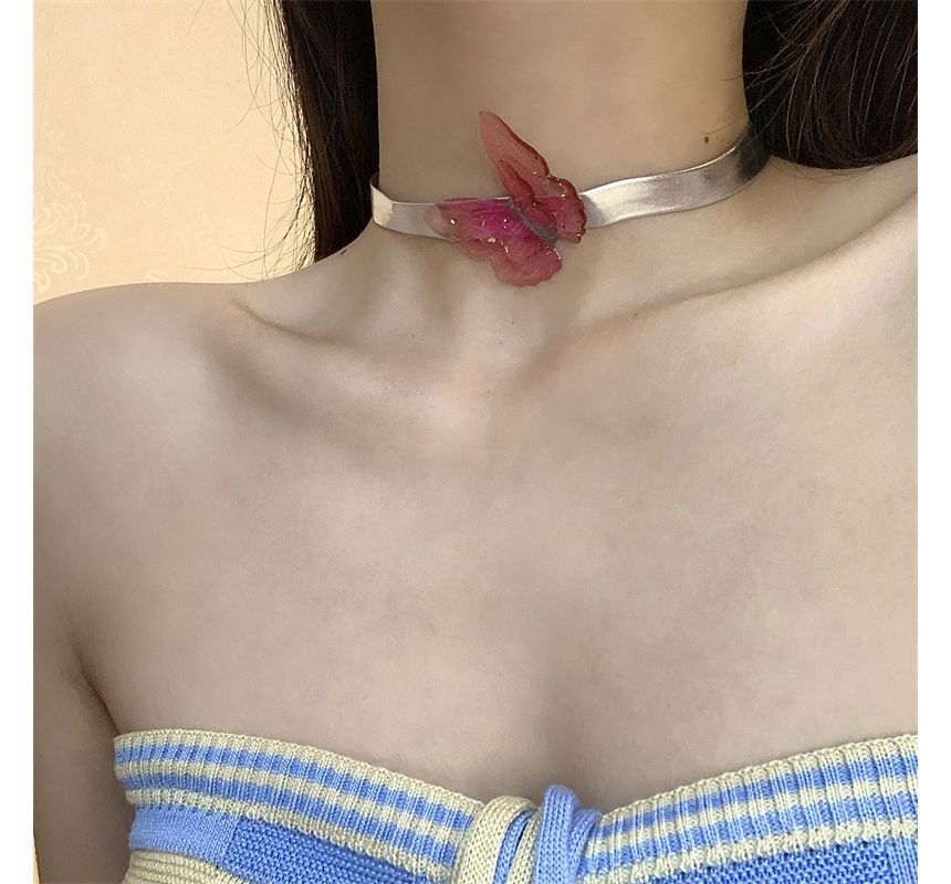 Butterfly Choker Leather Faux