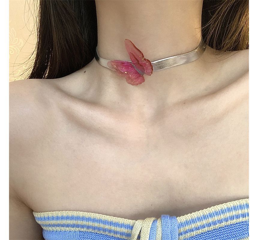 Butterfly Choker Leather Faux