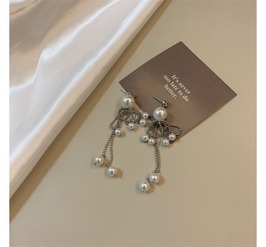 Faux Earring Pearl Fringe Drop