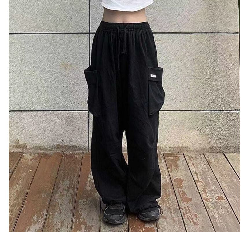 Low Rise Loose-Fit Wide-Leg Cargo Harem Pants