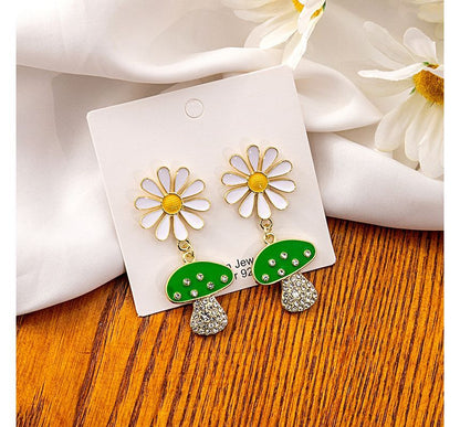 Mushroom Rhinestone Drop Earring