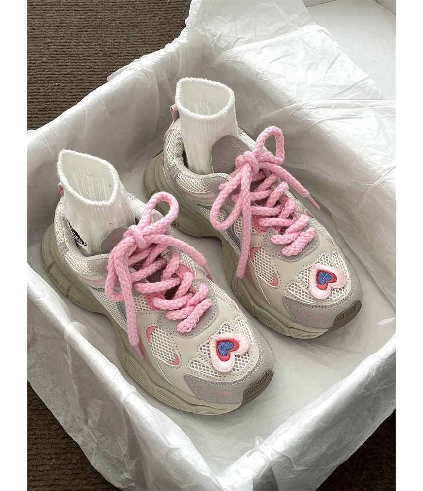 Heart Applique Platform Sneakers