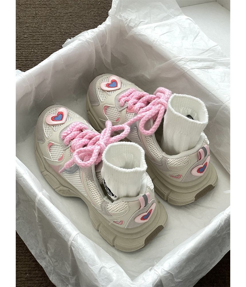 Heart Applique Platform Sneakers