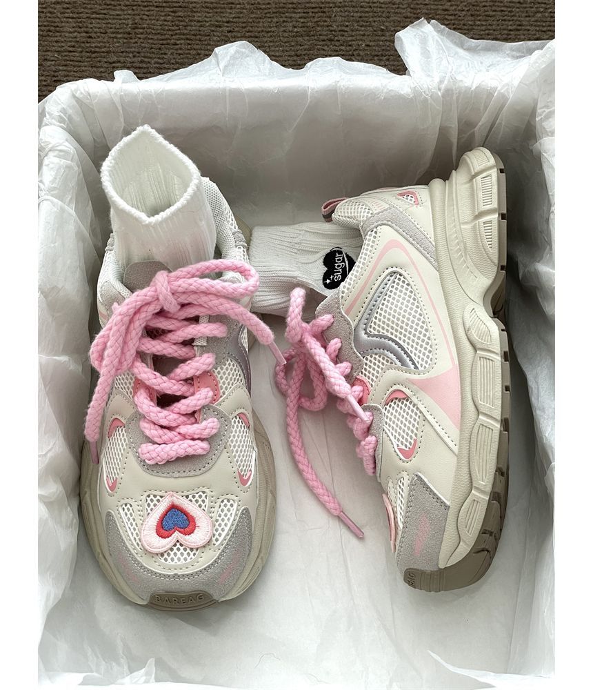 Heart Applique Platform Sneakers