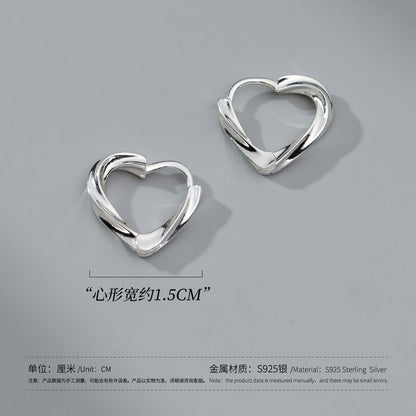 Heart Sterling Silver Hoop Earring