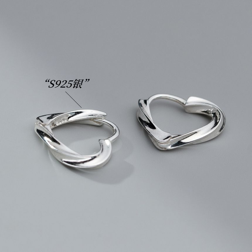 Heart Sterling Silver Hoop Earring