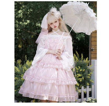 Spaghetti Strap Bow Two Tone Lolita A-Line Dress