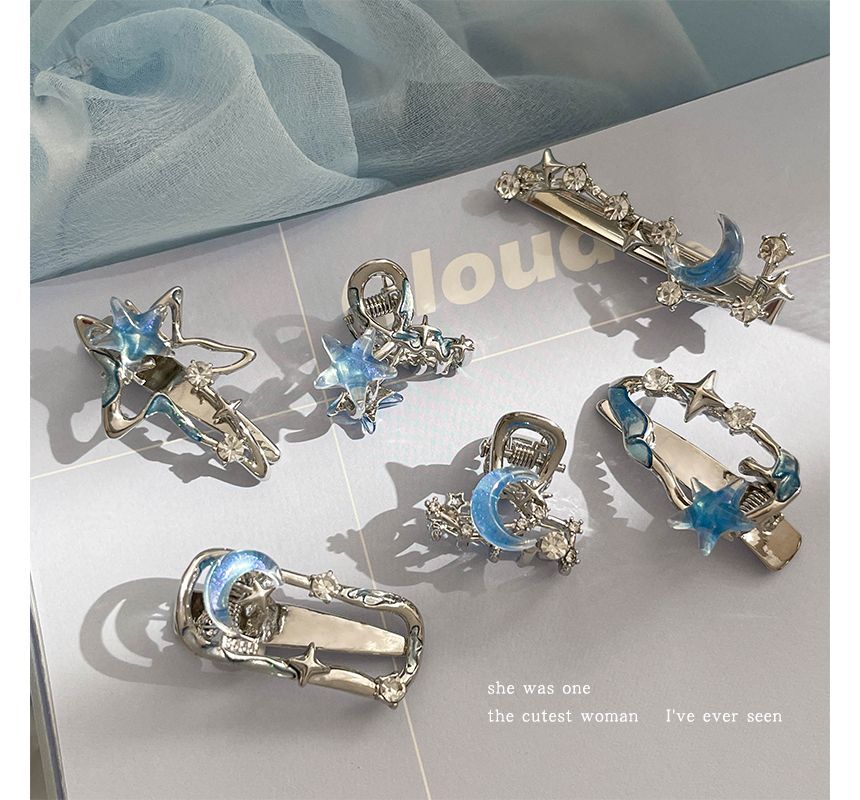 Moon & Star Alloy Hair Clip / Hair Clamp