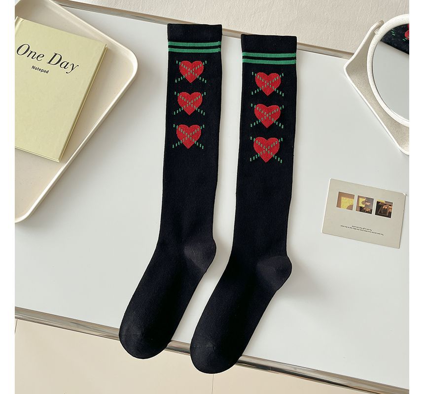 Heart Print Tall Socks