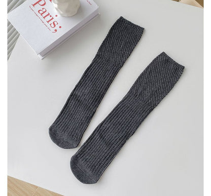 Plain Ribbed Knit Socks