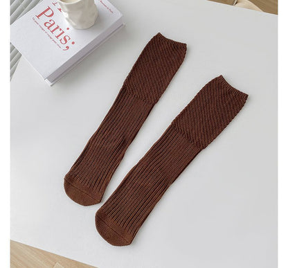 Plain Ribbed Knit Socks