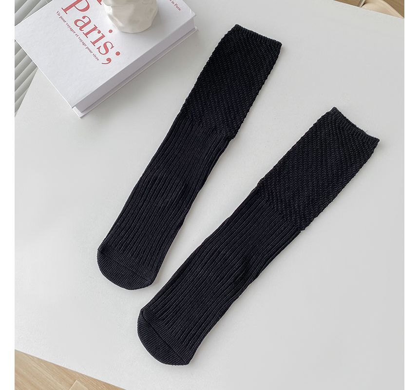 Plain Ribbed Knit Socks