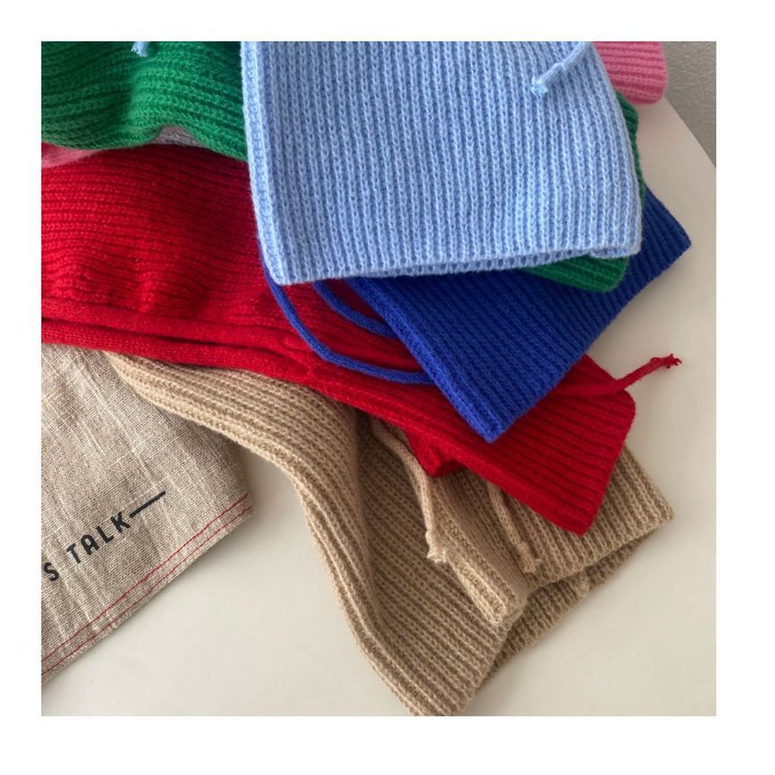 Drawstring Balaclava Plain Knit