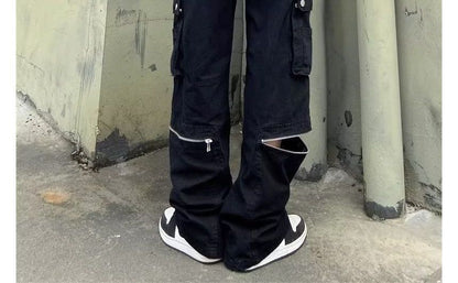 Low Waist Straight-Fit Boot-Cut Cargo Pants