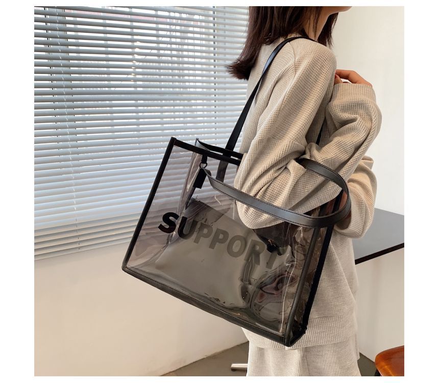 Set: Lettering PVC Tote Bag + Pouch