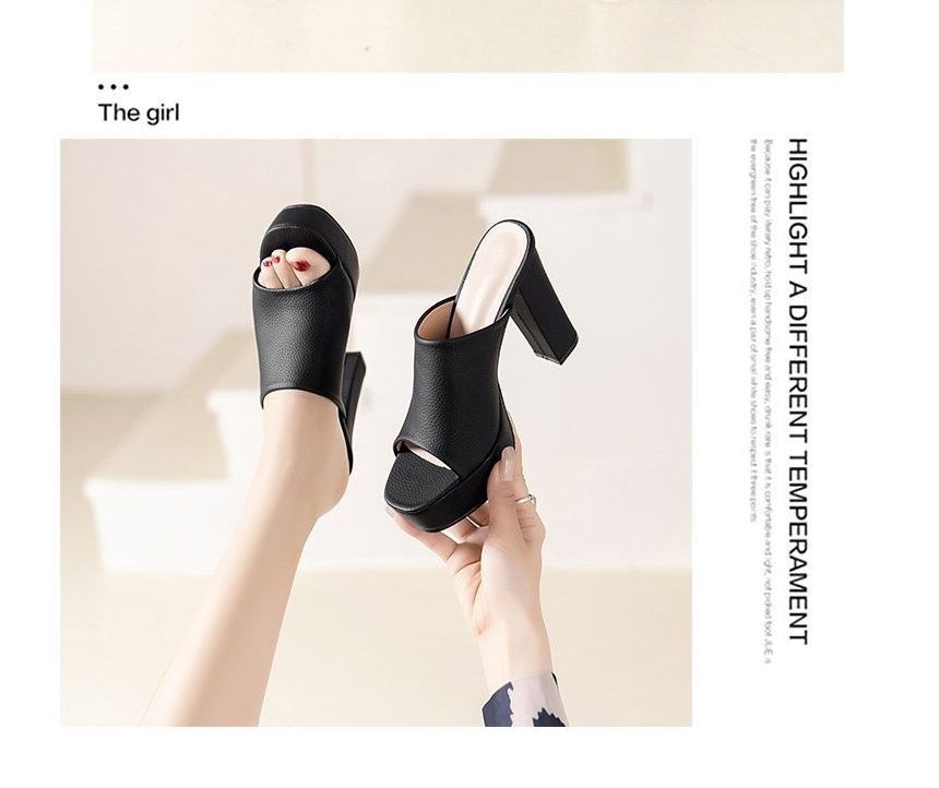 Platform Heel Chunky Sandals Slide
