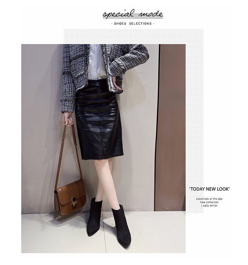 Pointed Chunky Boots Ankle Heel