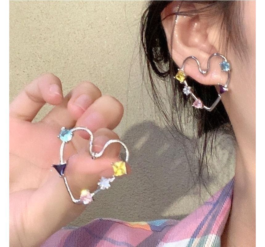 Stud Alloy Heart Earring Rhinestone