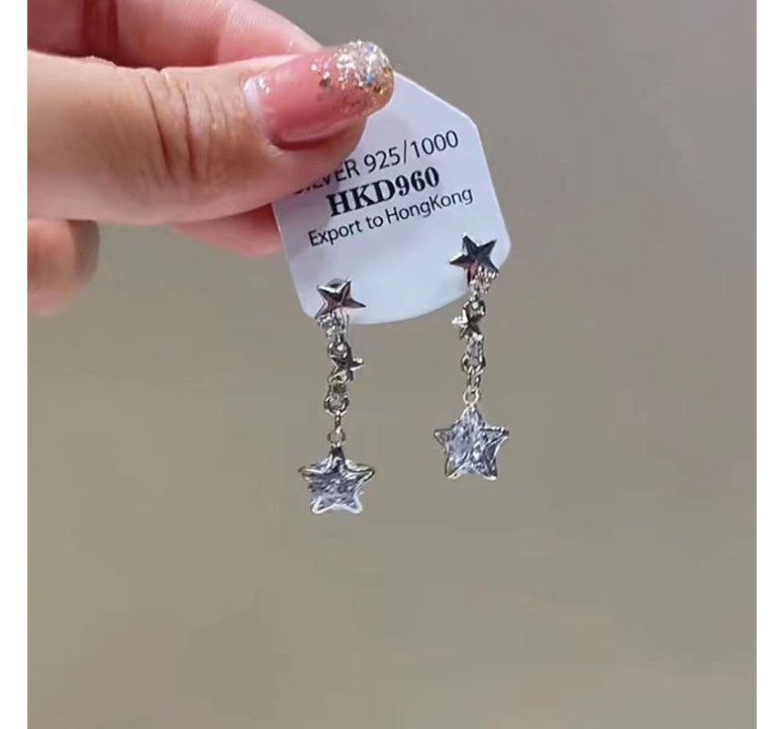 Dangle Rhinestone Earring Star Alloy