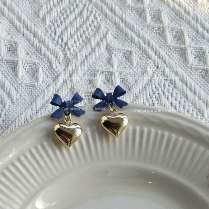 Bow Heart Drop Earring