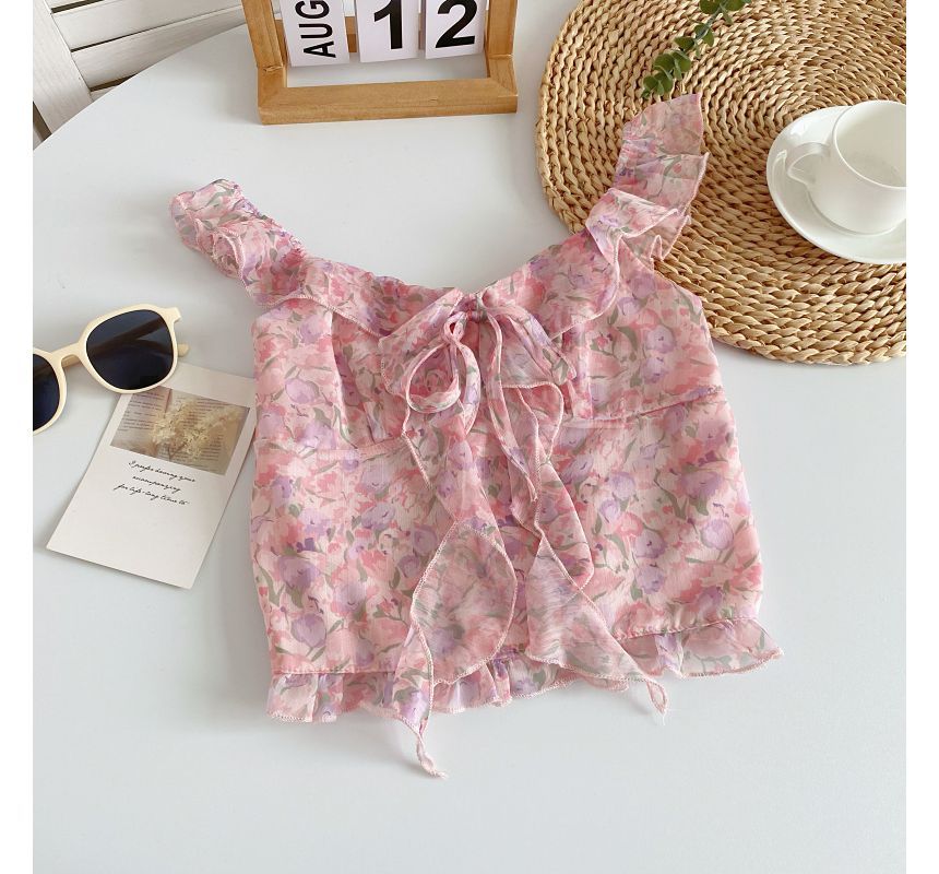 Floral Print Ruffled Camisole Top