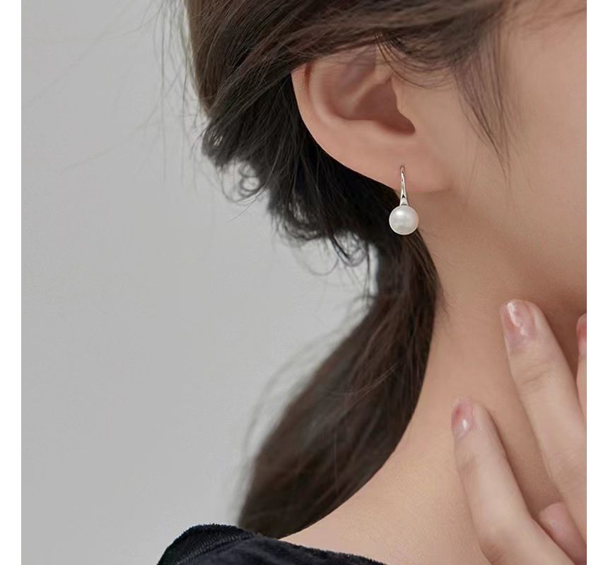 Faux Pearl Sterling Silver Drop Earring