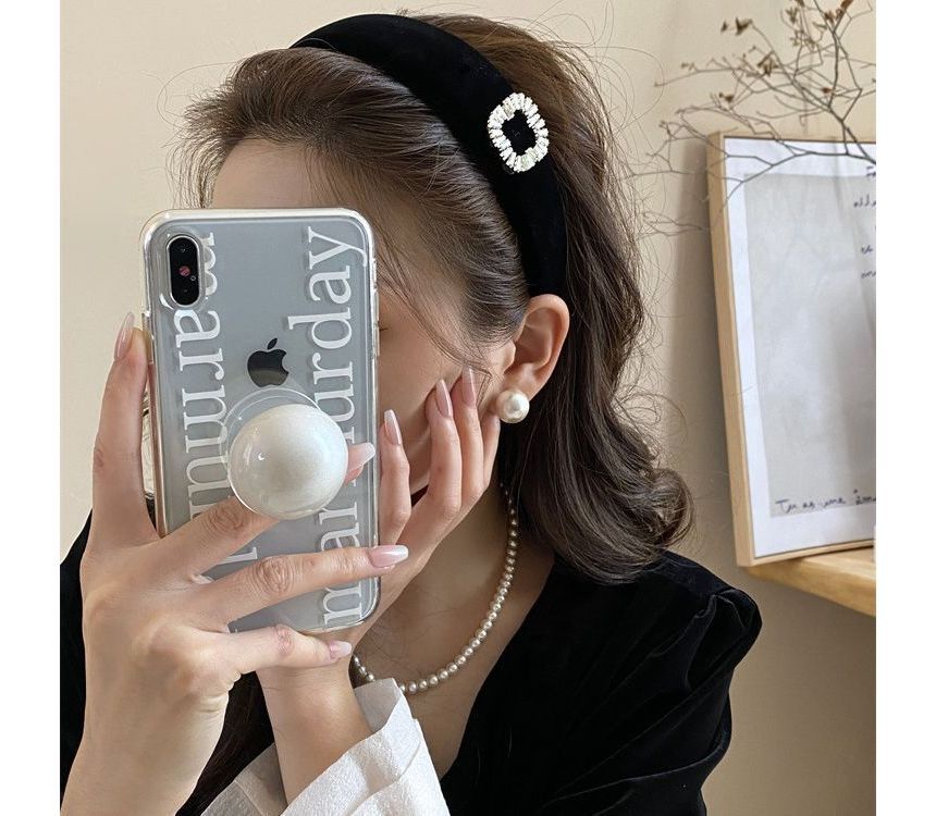 Rhinestone Velvet Headband / Hair Clamp