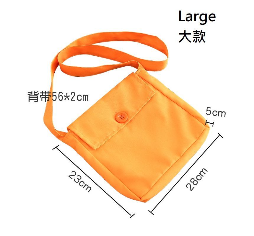 Pouch Crossbody Nylon Plain Buttoned