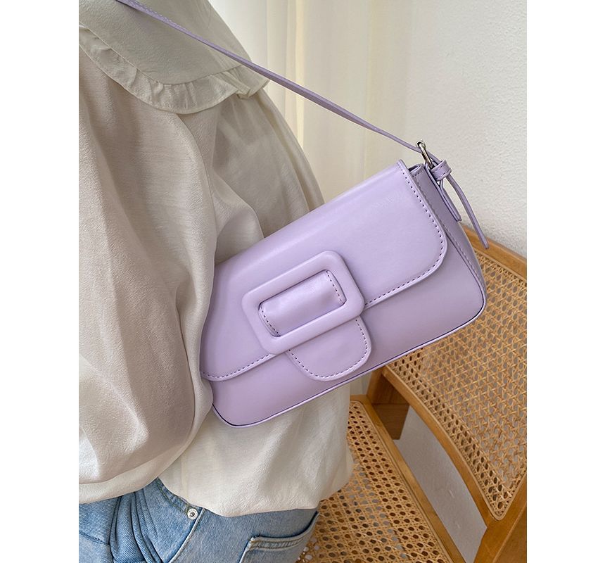 Faux Bag Flap Buckled Leather Shoulder