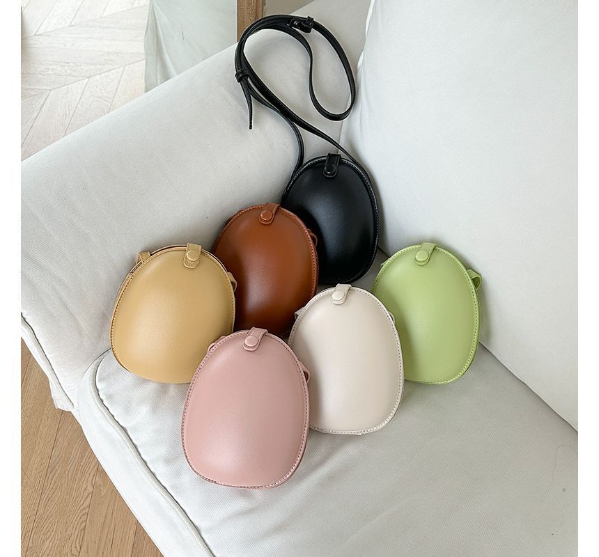 Faux Leather Egg Crossbody Bag