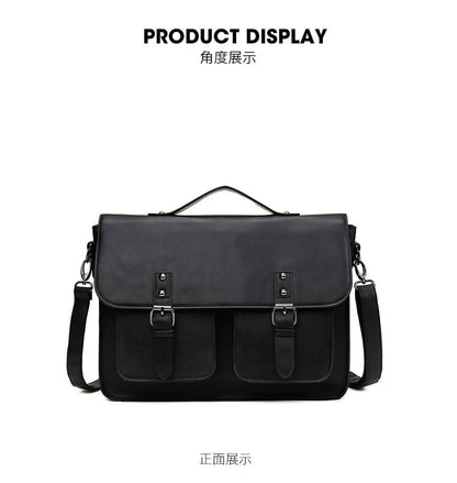 Multi-Pocket Faux Leather Satchel