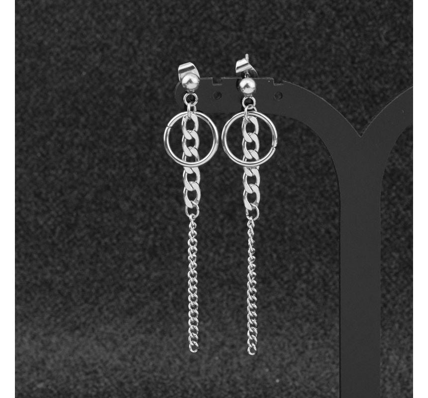 Chain Hoop Drop Earring / Clip-On Earring