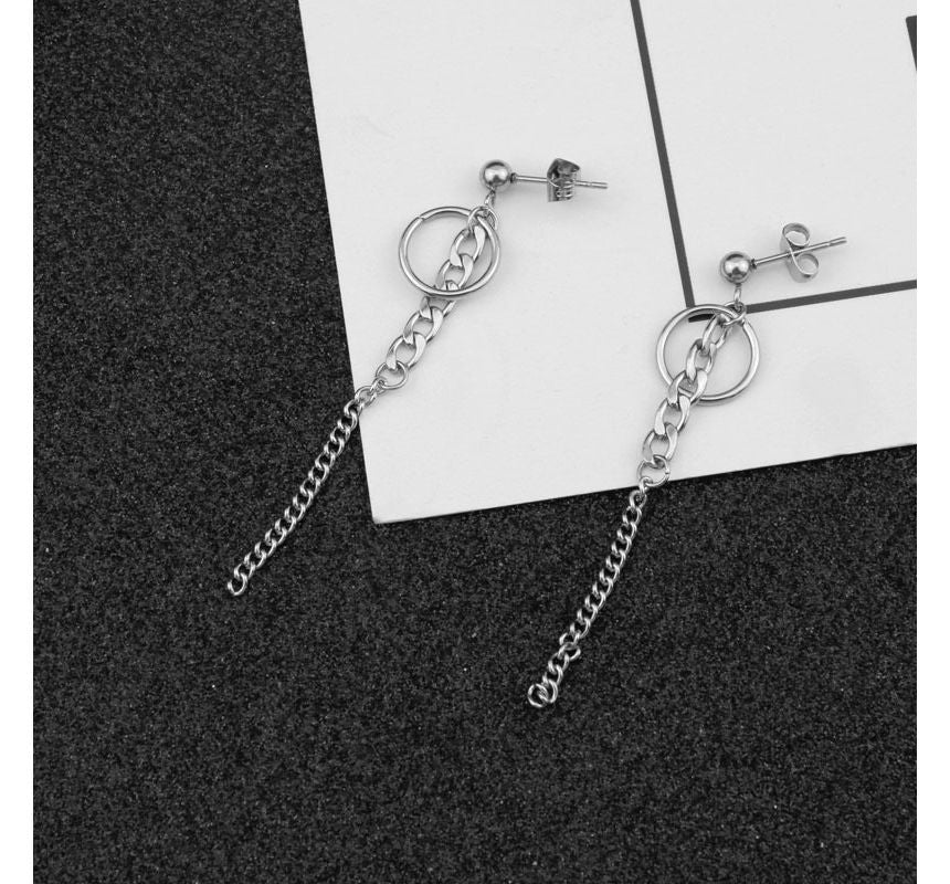 Chain Hoop Drop Earring / Clip-On Earring