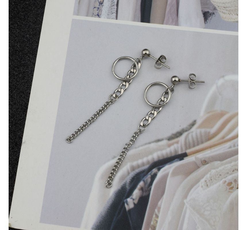 Chain Hoop Drop Earring / Clip-On Earring