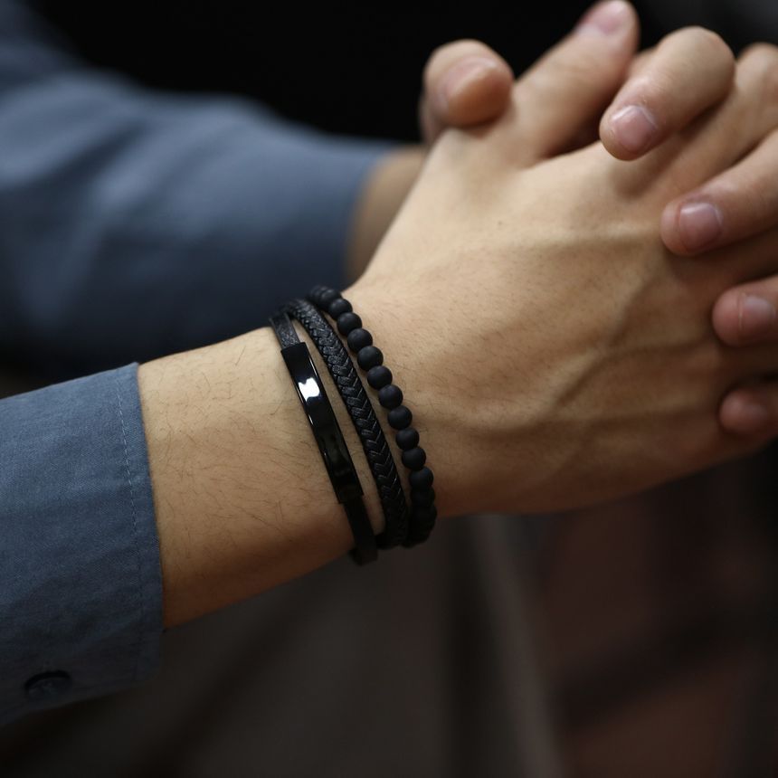 Alloy Bead Faux Leather Layered Bracelet