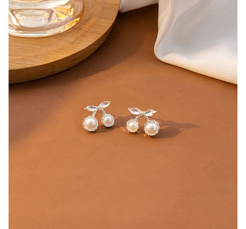 Rhinestone Faux Pearl Alloy Earring