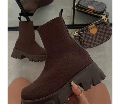 Platform Chunky Heel Sock Boots