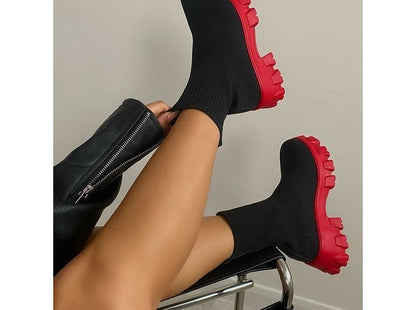 Platform Chunky Heel Sock Boots