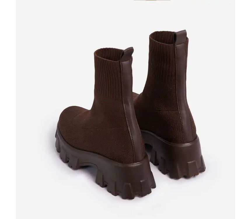 Platform Chunky Heel Sock Boots