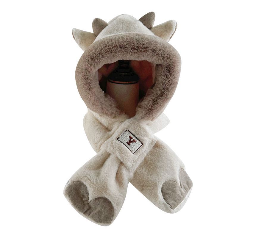 Cow Ear Fluffy Hooded Keyhole Scarf