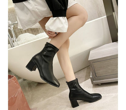 Square Toe Chunky Heel Boots