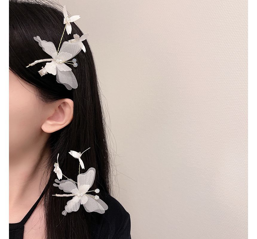 Clip Butterfly Gemstone Set Hair /