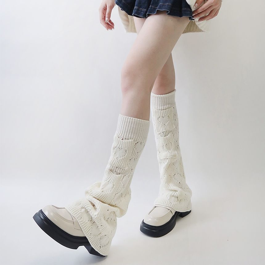 Heart Pointelle Knit Leg Warmers