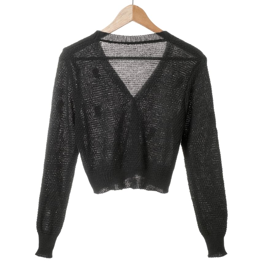 Top Embroidered Neck Knit Floral + Cardigan Crop Square Tank Set: