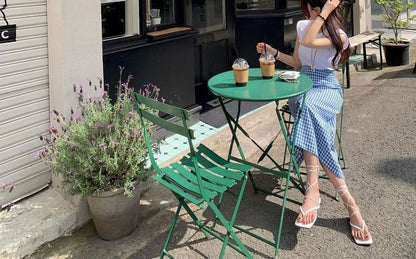 High Waist Gingham Midi Pencil Skirt