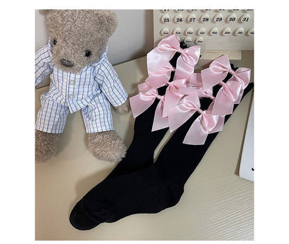 Plain Bow Cutout Tall Socks